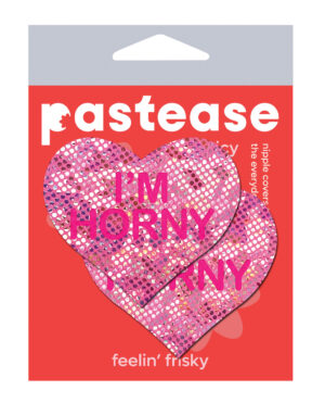 Pastease Premium I'm Horny Heart - Pink/Red O/S