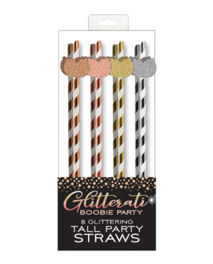 Glitterati Boobie Party Tall Straws - Pack of 8
