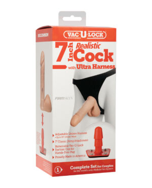 Ultra Harness 2 Set 2 w/7" Realistic Dong & Powder - Flesh