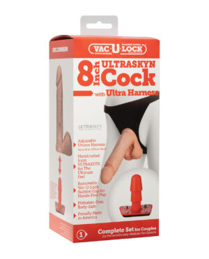 Ultra Harness 2 w/8" Ultraskyn Cock - White