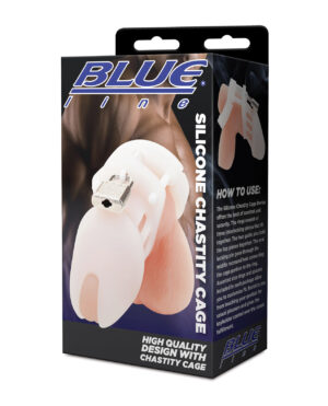 Blue Line Silicone Chastity Cage - White