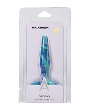 A Play 4" Groovy Silicone Anal Plug - Ocean