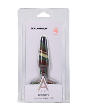 A Play 4" Groovy Silicone Anal Plug - Camouflage