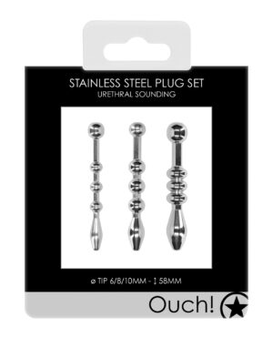 Shots Ouch Urethral Sounding Metal Plug Set - 58 mm