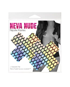 Neva Nude Mirrored Mayhem Holographic X Factor Pasties - Multi Color O/S