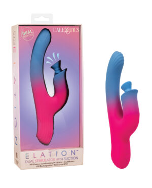 NO ETA $Elation Dual Stimulator w/Suction - Blue/Pink