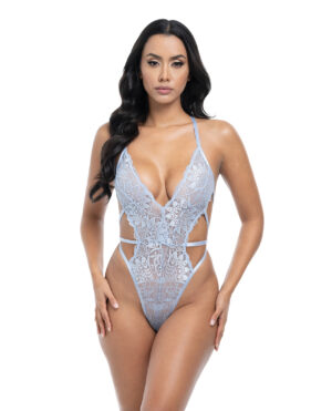 Lina Lace Halter Teddy - Brunnera Blue S/M