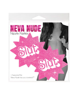 Neva Nude Glitter Slut Fun Pasties - Pink O/S