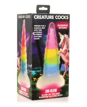 Creature Cocks Uni Glow in the Dark Silicone Dildo - Rainbow