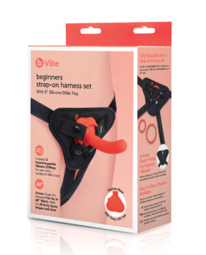 b-vibe Beginner's Strap-On Harness Set - With 5” Silicone Dildo Peg