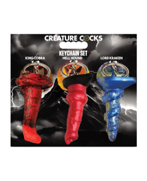 Creature Cocks Hell-Hound, Lord Kraken, & King Cobra Silicone Key Chain Set - Pack of 3 Multi Color